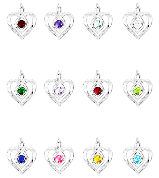 Sterling Silver Diamond & Gemstone Heart Pendant