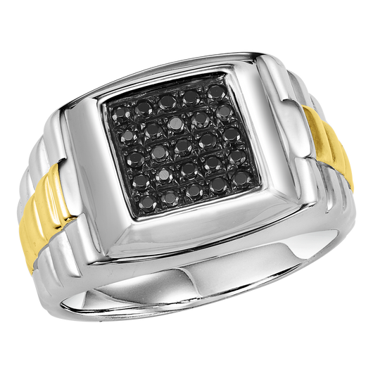 Sterling Silver Black Diamond Ring 1/4 ctw
