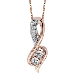 TwoGether 14k Rose and white gold diamond pendant