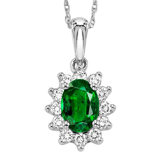 Lady Di Diamond & Sapphire 6X4 Oval Pendant