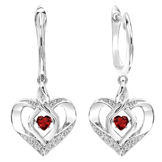 Silver Heart dangle Gemstone Earrings